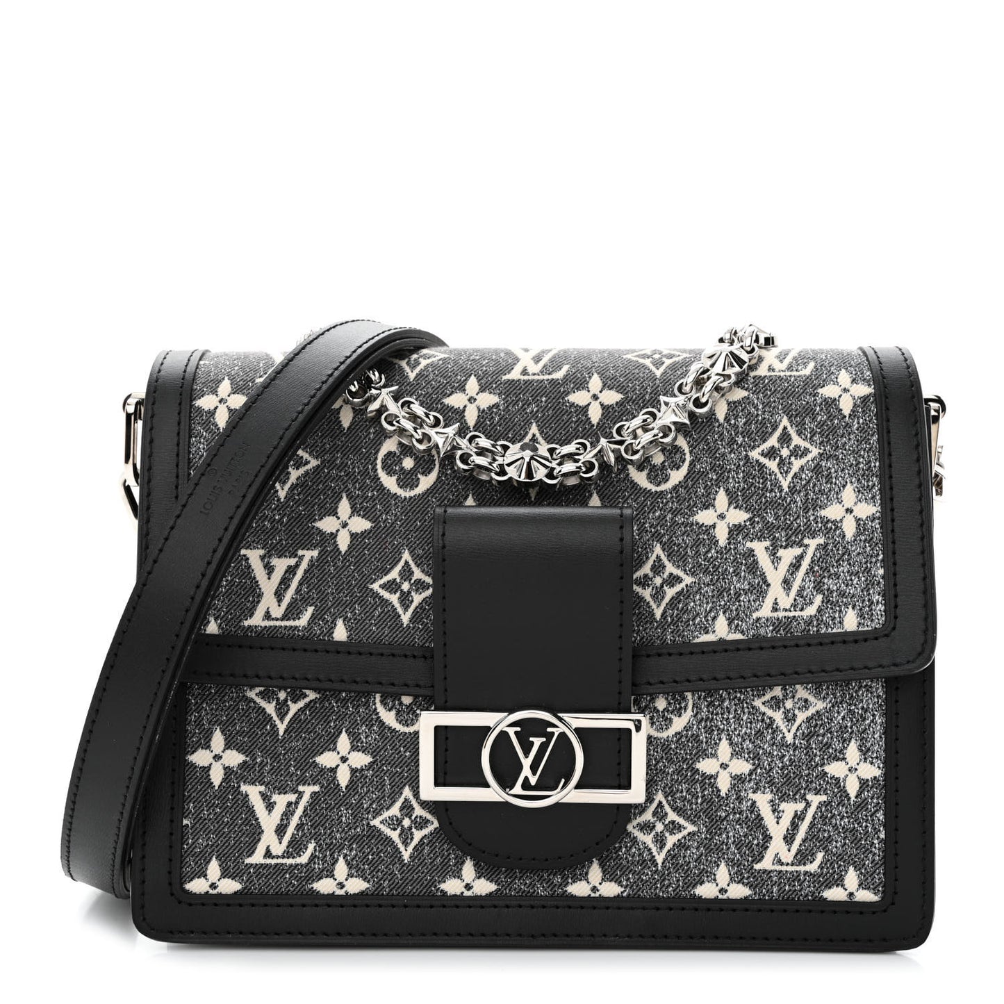 Denim Monogram Jacquard Dauphine MM Black
