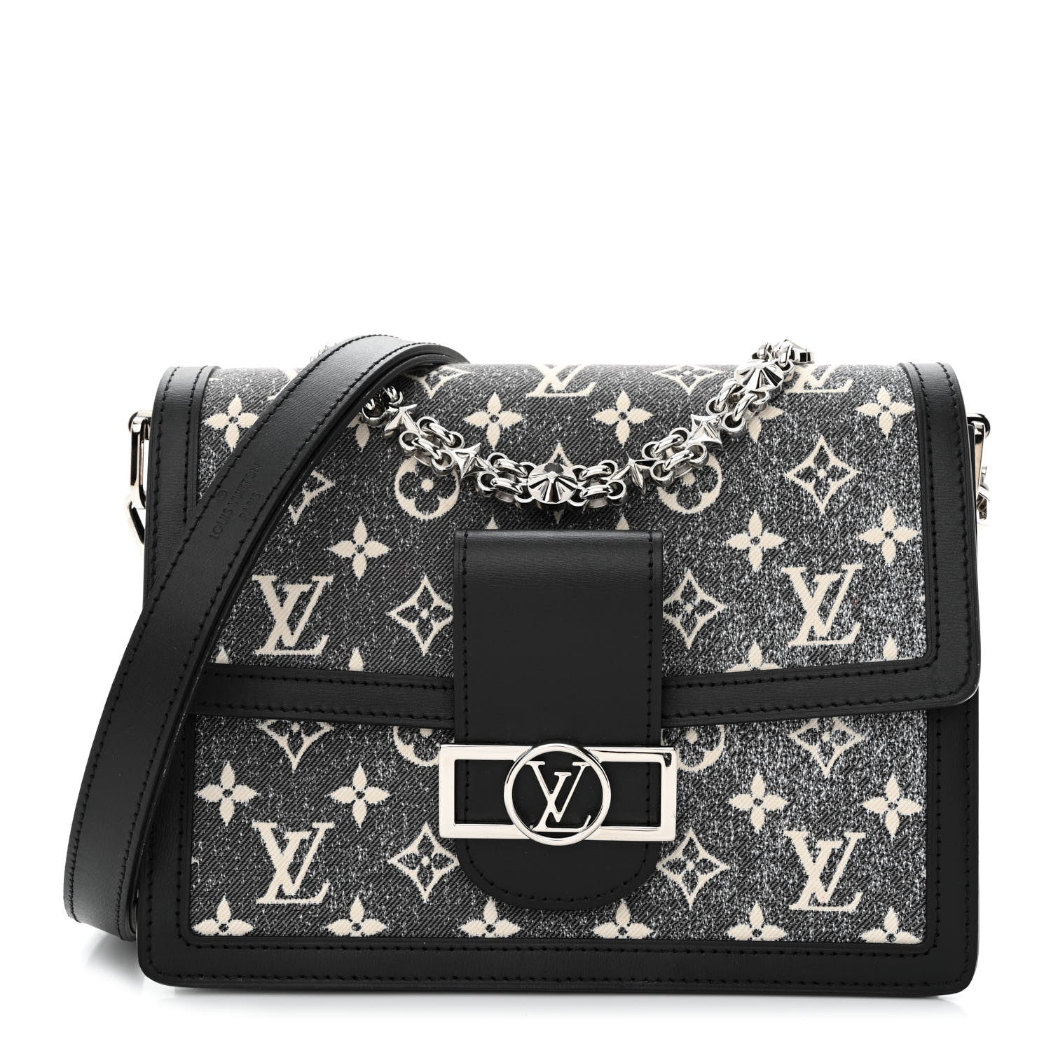 Louis Vuitton Denim Monogram Jacquard Dauphine MM Black 1 of 11