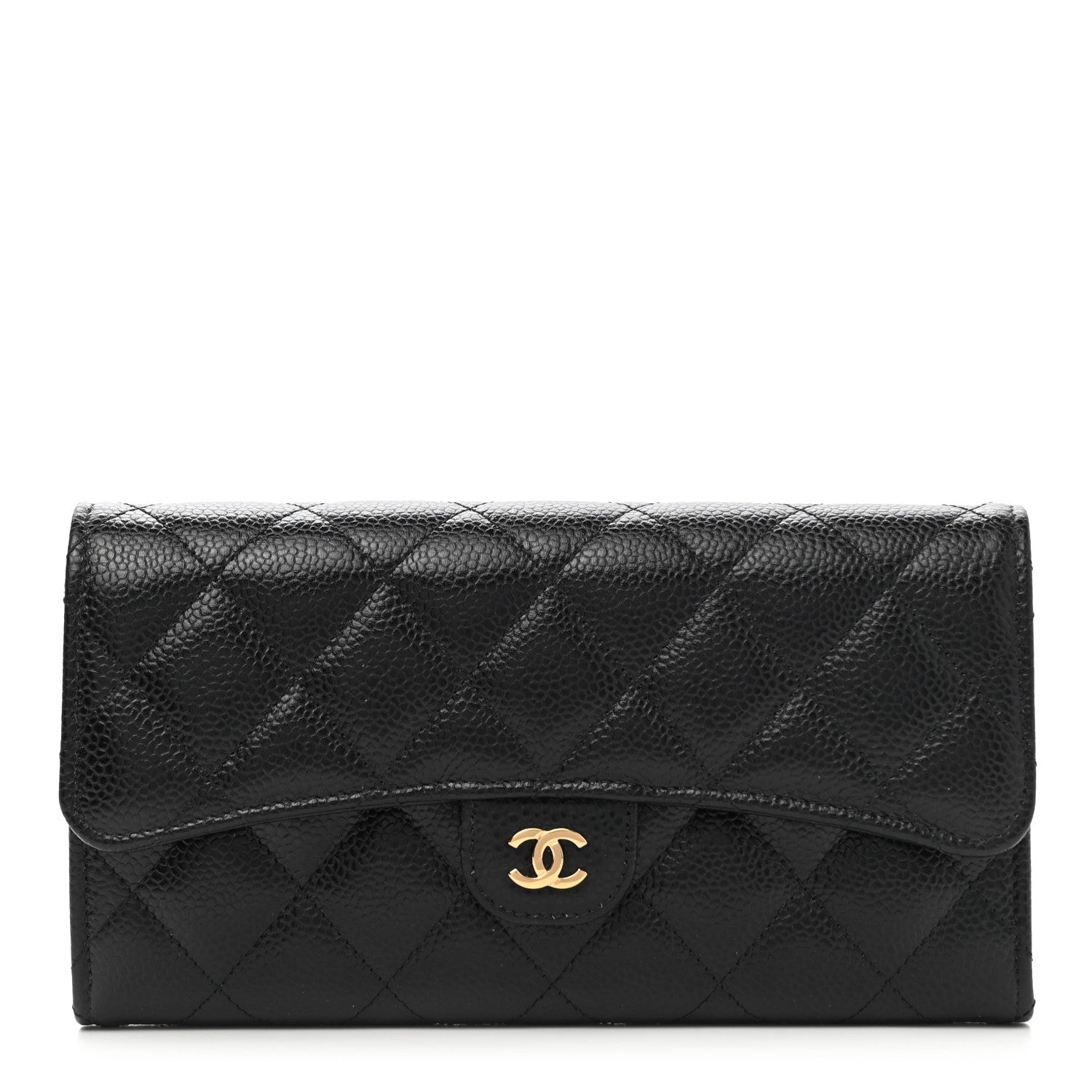 Chanel Caviar Quilted Large Gusset Flap Wallet Black 1 of 9