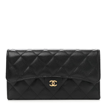 Chanel Caviar Quilted Large Gusset Flap Wallet Black 1 of 9