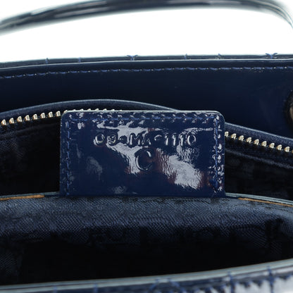 Christian Dior Patent Cannage Large Lady Dior Navy Blue 8 of 9