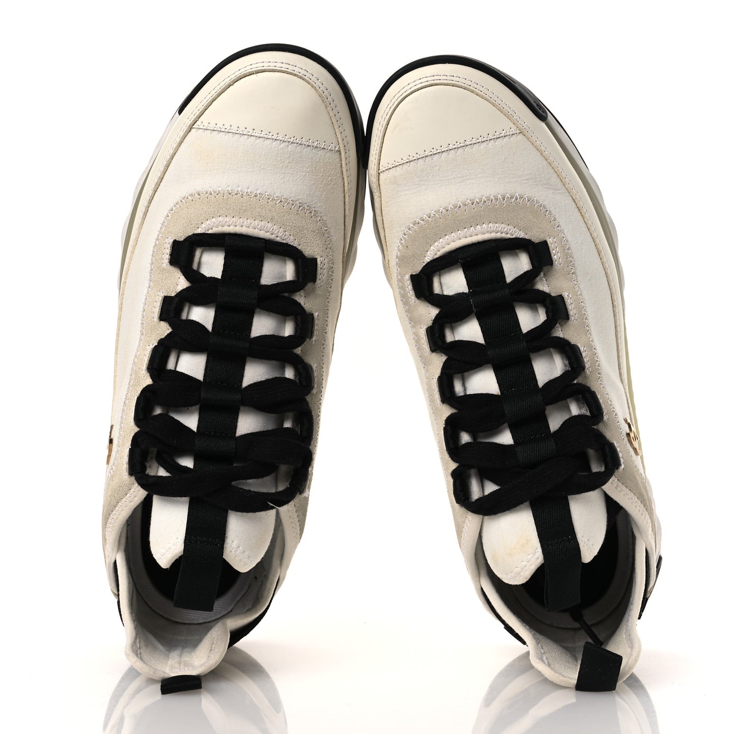 Velvet Calfskin Mixed Fibers CC Sneakers 40 Ivory Black