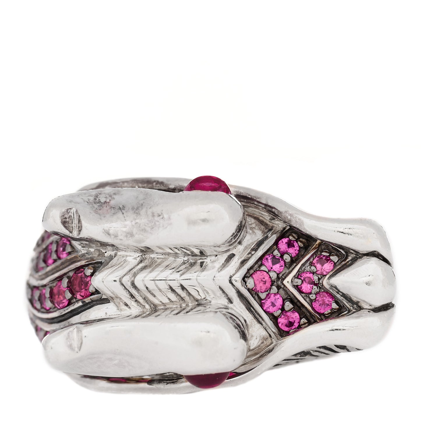 Sterling Silver Pink Sapphire Naga Dragon Ring 52 6