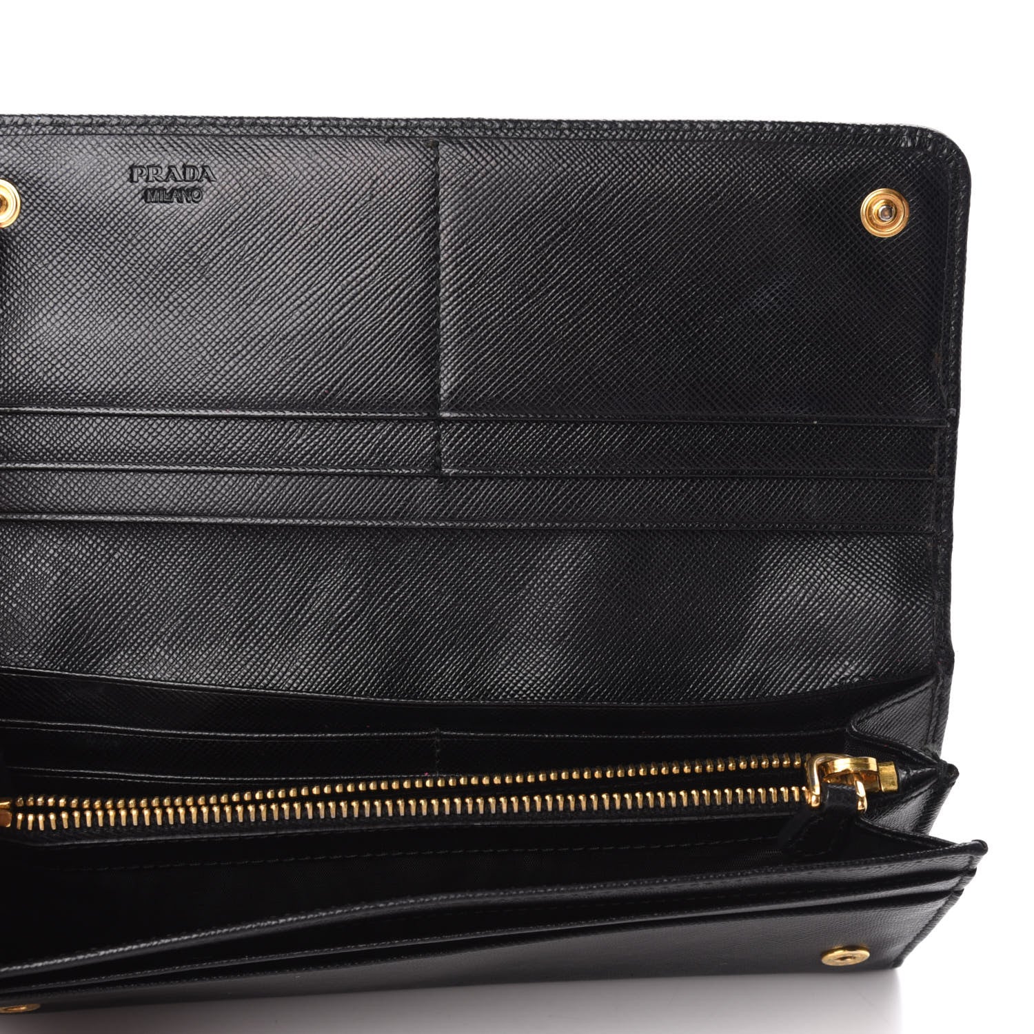 Prada Saffiano Continental Flap Wallet Black 5 of 6
