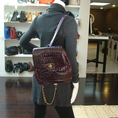 Chanel Vintage Crocodile Drawstring Backpack 2 of 13