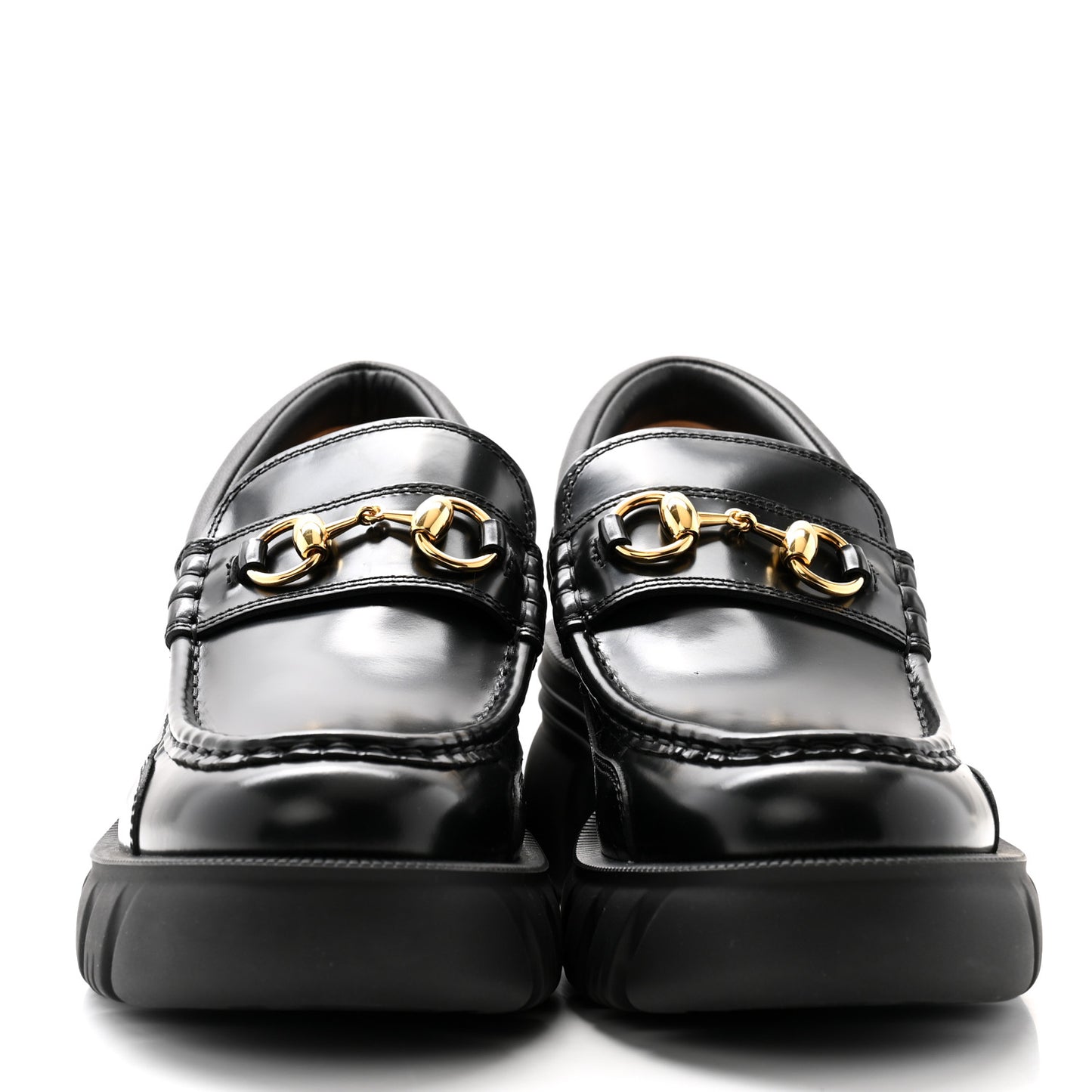 Magnum Calfskin Nappa Samoa Womens Horsebit Platform Chunky Lug Sole 40mm Loafers 40 Black