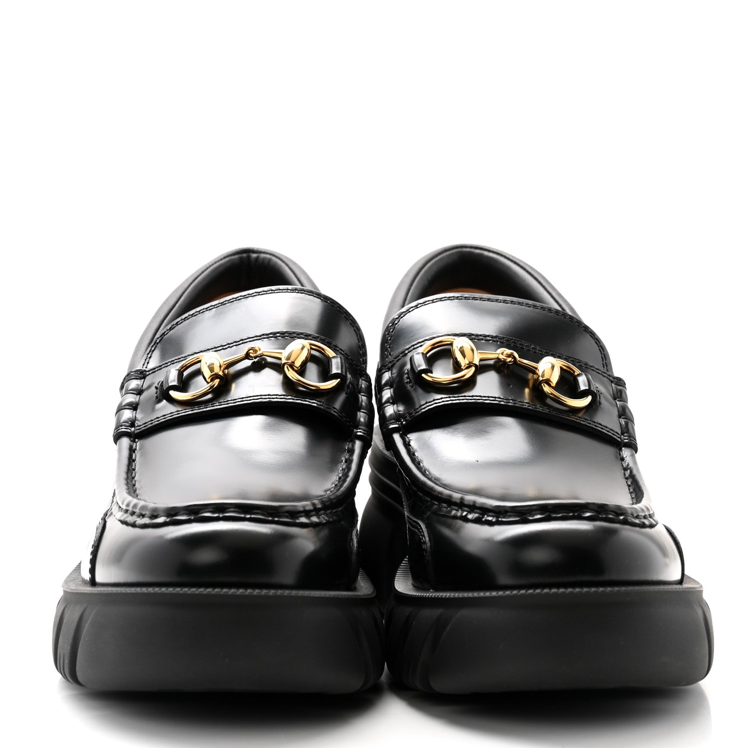Gucci Magnum Calfskin Nappa Samoa Womens Horsebit Platform Chunky Lug Sole 40mm Loafers 40 Black 2 of 8