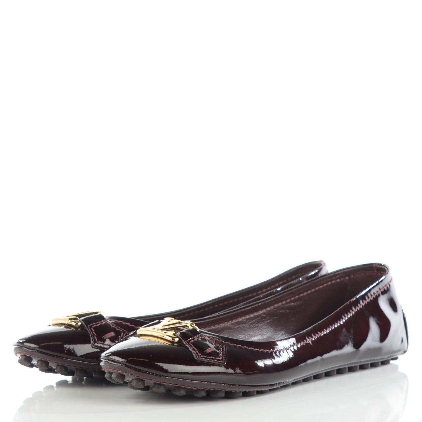 Patent Calfskin Oxford Ballerina Flats 39 Amarante