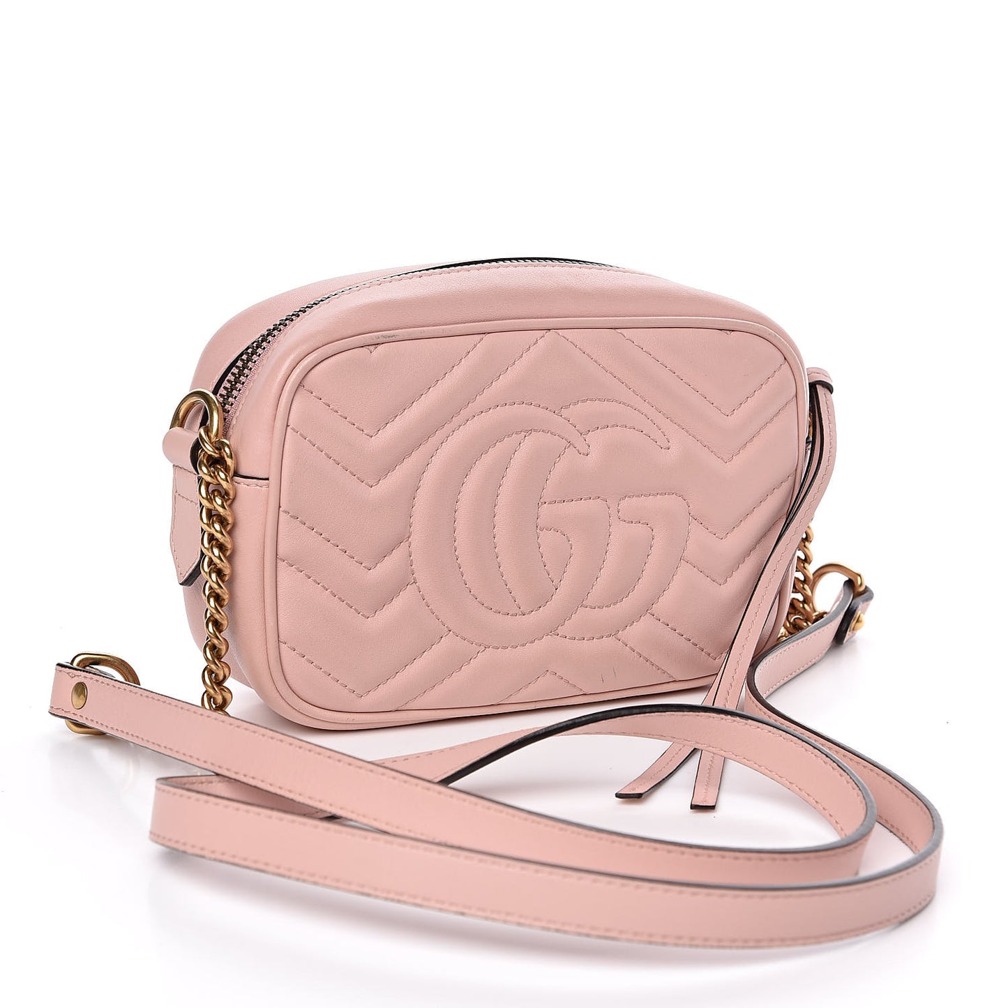 Calfskin Matelasse Mini GG Marmont Chain Shoulder Bag Perfect Pink
