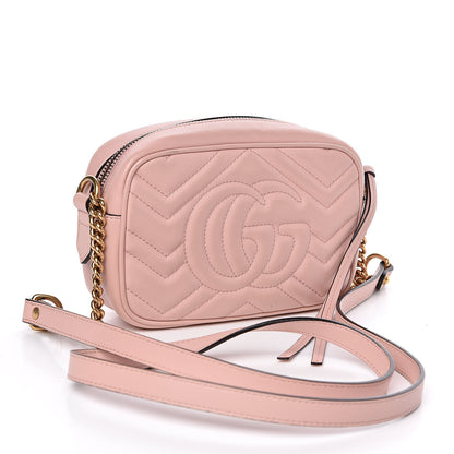 Gucci Calfskin Matelasse Mini GG Marmont Chain Shoulder Bag Perfect Pink 3 of 10