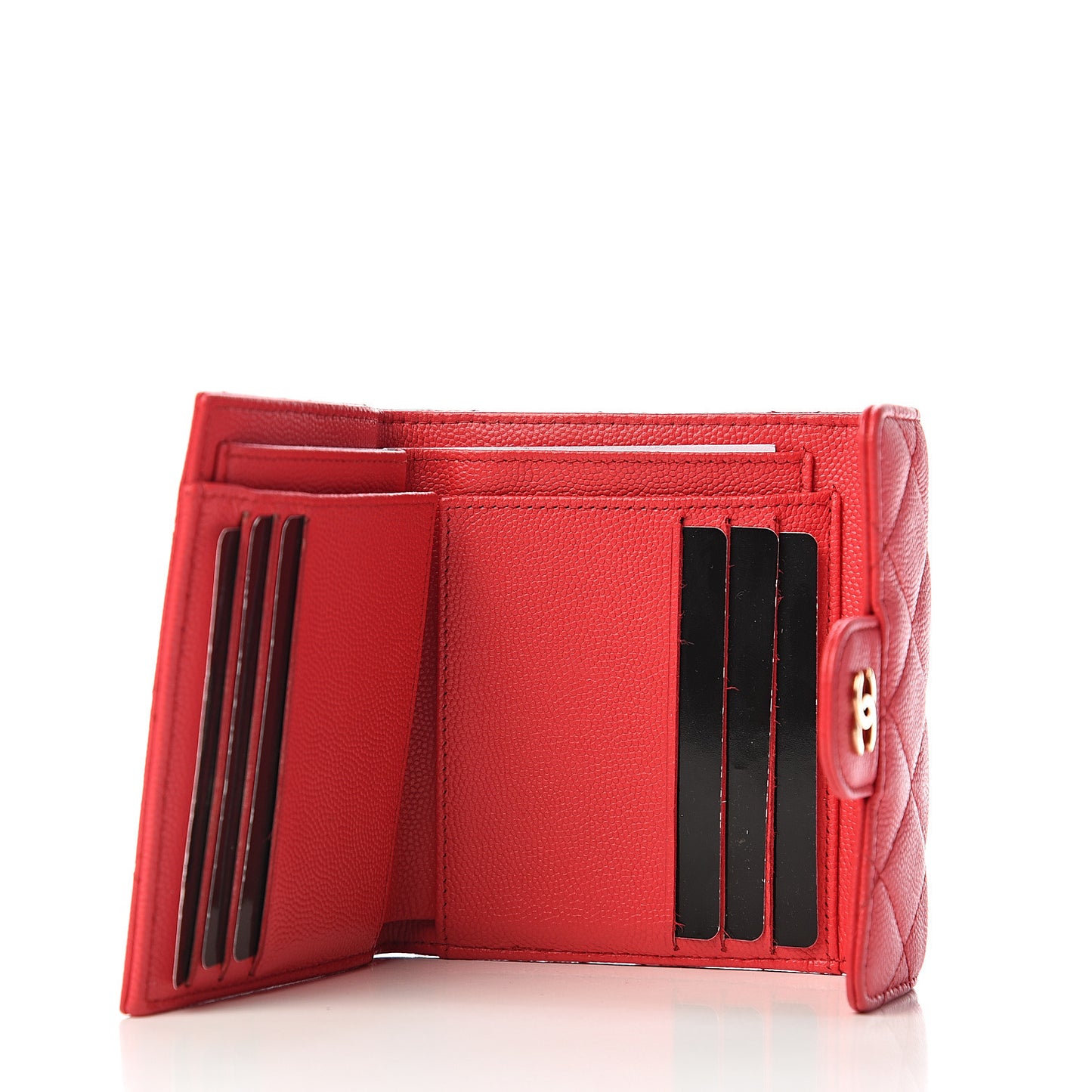 Caviar Quilted Compact Flap Wallet Fuchsia
