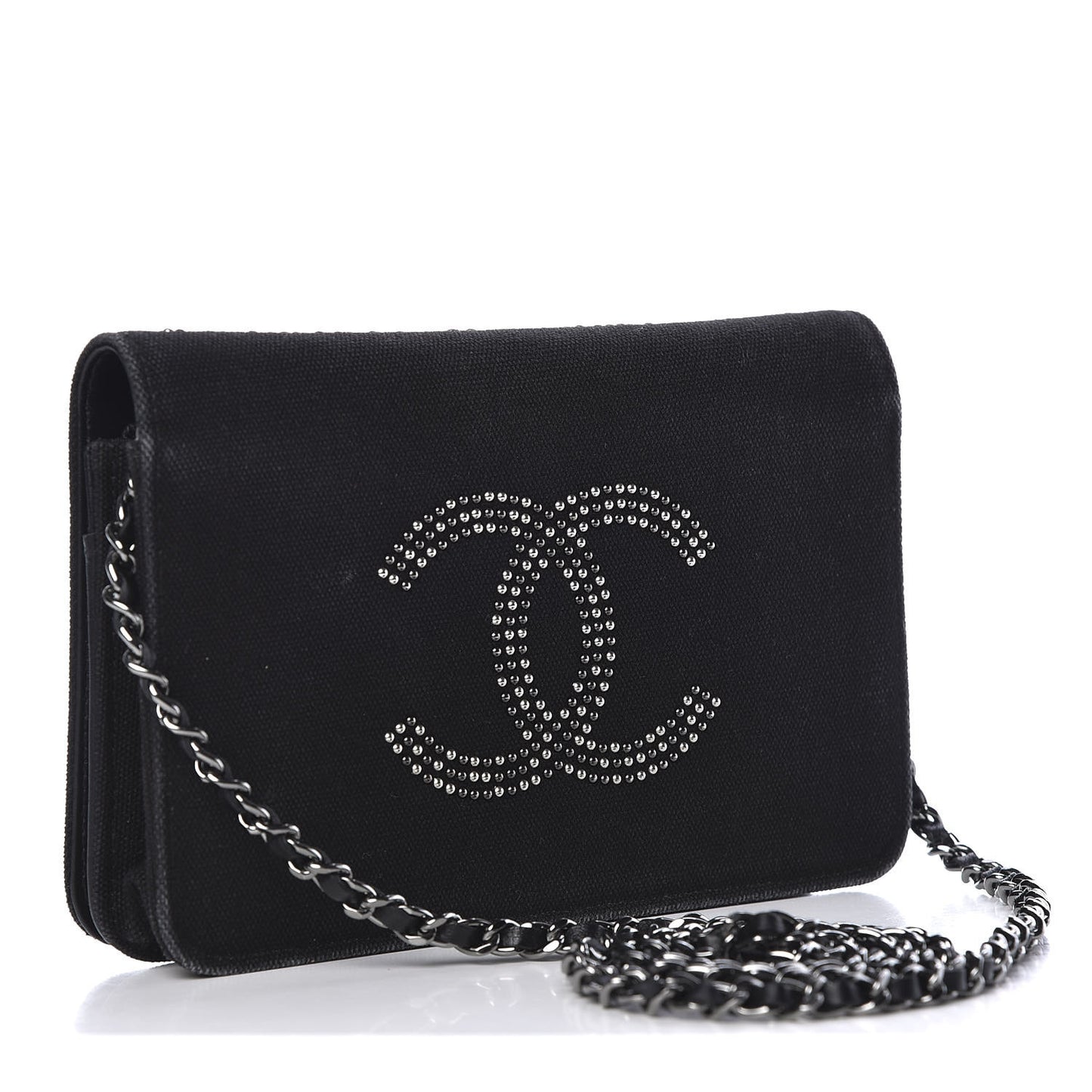 Canvas Studded CC Wallet On Chain WOC Black