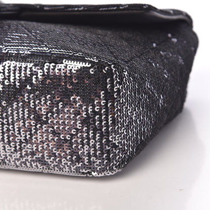 Chanel Sequin Medium Single Flap Black Silver 10 of 10