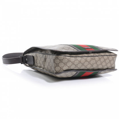 Gucci GG Plus Monogram Web Large Flap Messenger Bag Beige Dark Brown 4 of 7