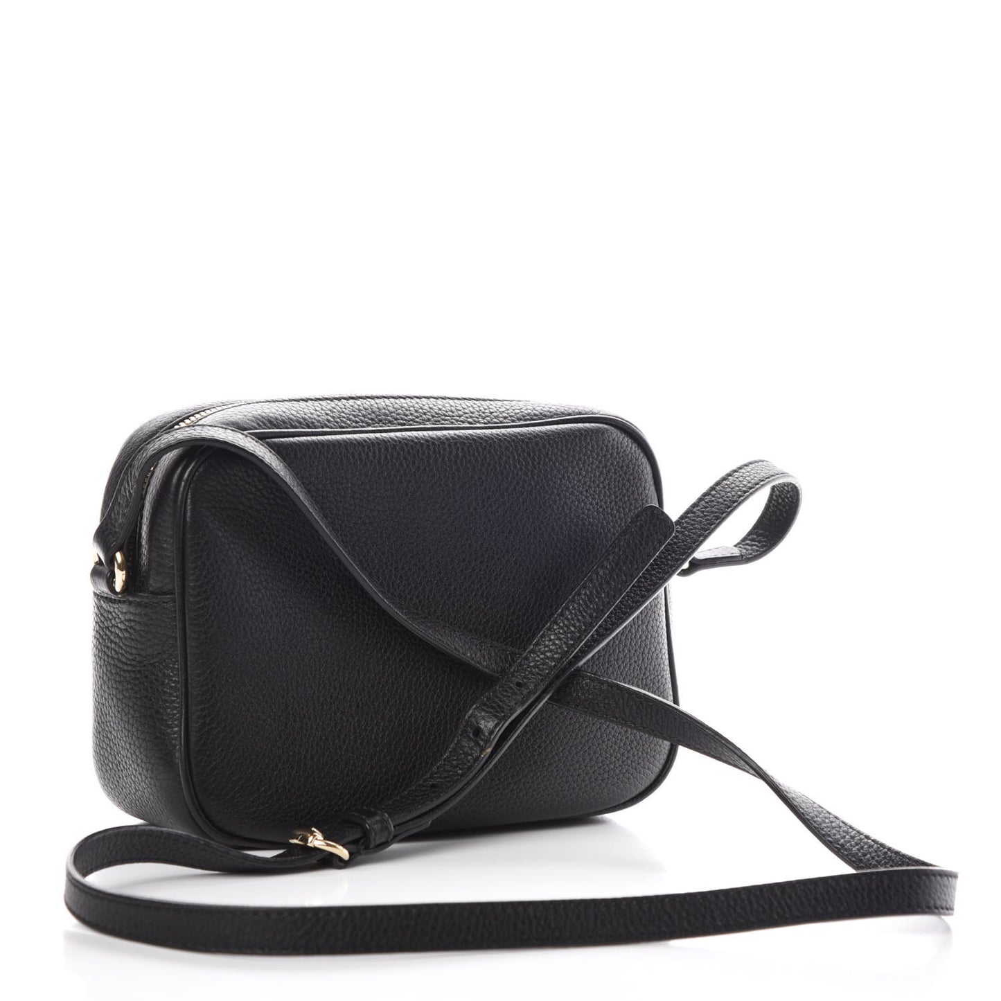 Pebbled Calfskin Small Soho Disco Bag Black
