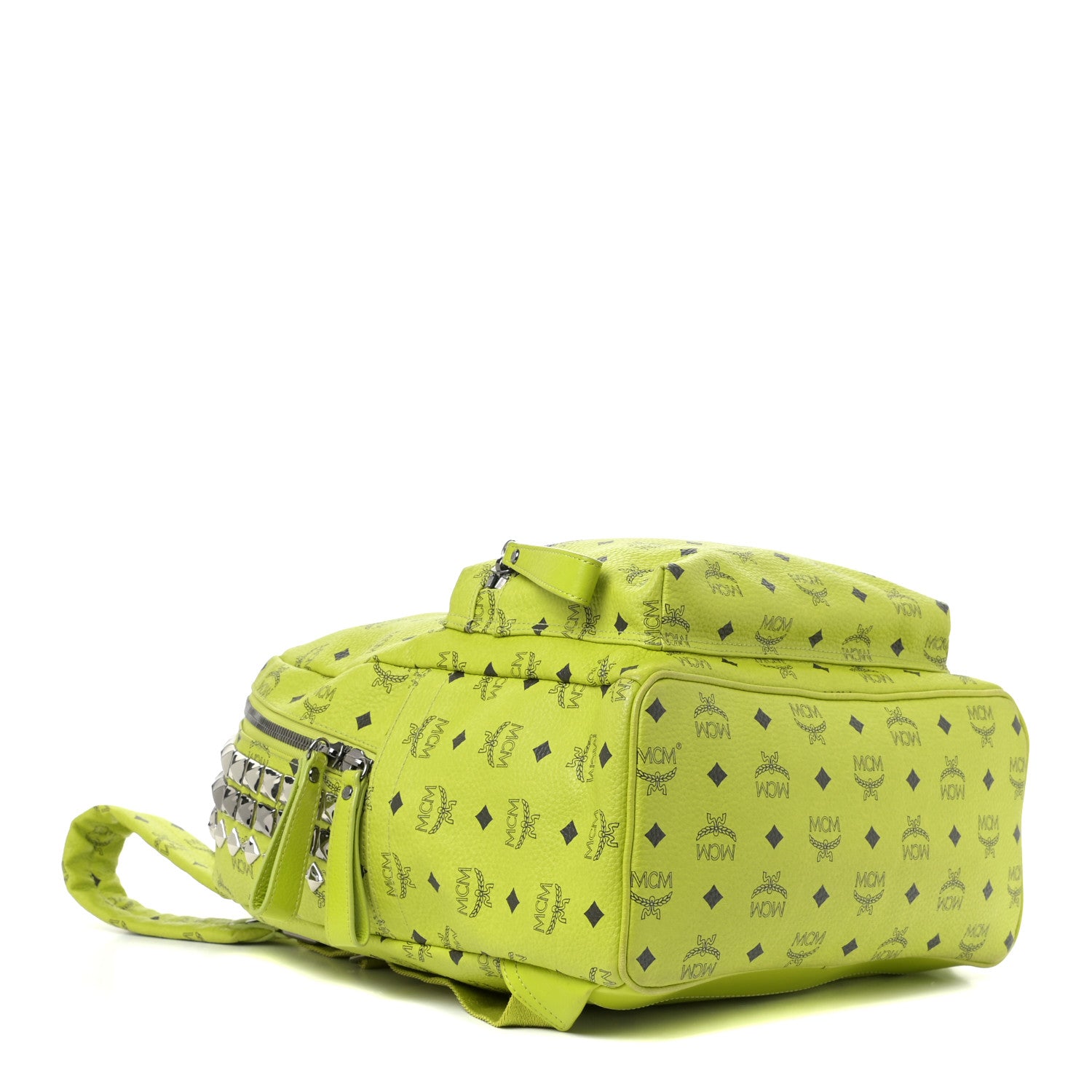 MCM Visetos Side Stud Medium Stark Backpack Green 3 of 9