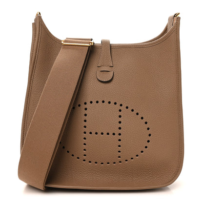 Hermes Taurillon Clemence Evelyne III PM Beige De Weimar 1 of 10