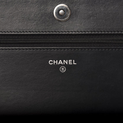 Chanel Caviar Chevron Quilted Boy Wallet On Chain WOC Black 6 of 12
