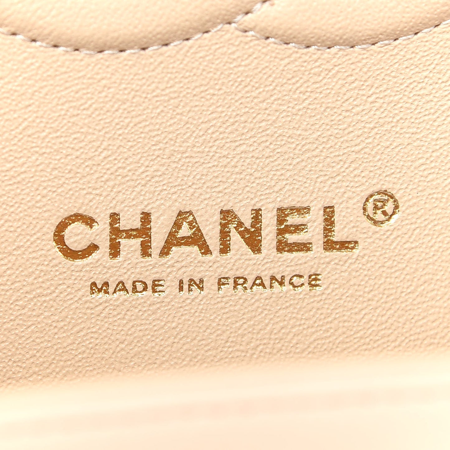 Lambskin Quilted Medium Double Flap Beige