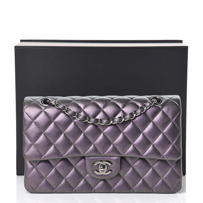 Chanel Iridescent Lambskin Quilted Medium Double Flap Dark Purple 11 of 11