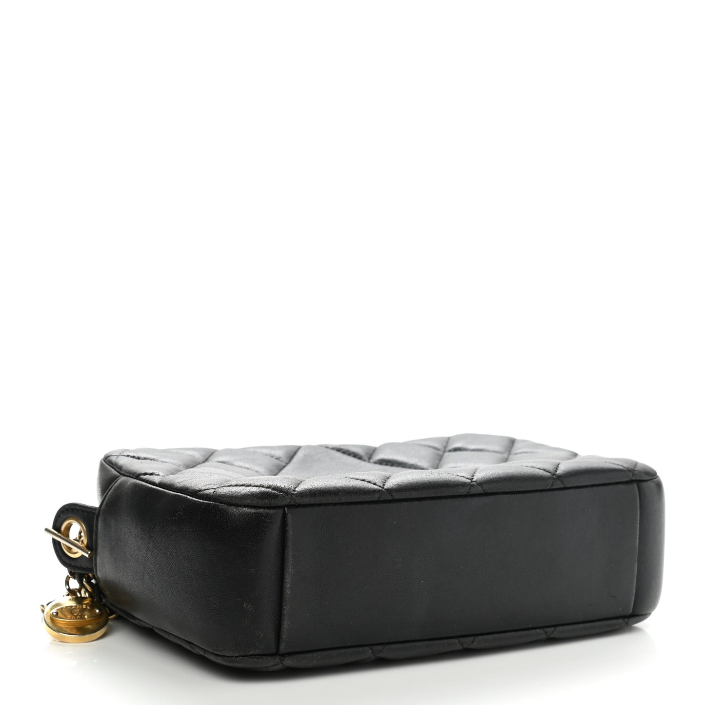 Lambskin Quilted Small Diamond CC Camera Case Black