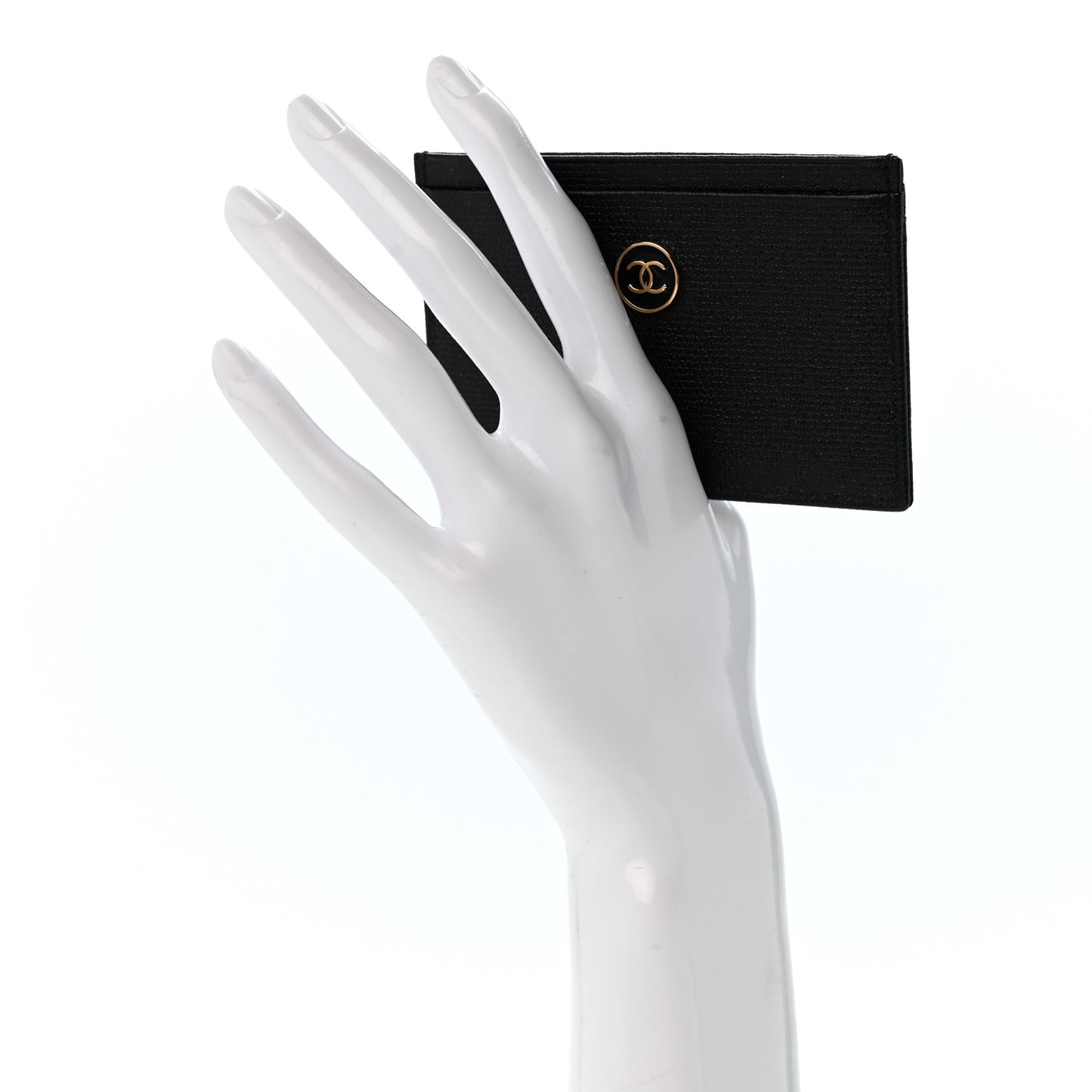 Calfskin Coco Button Card Holder Black