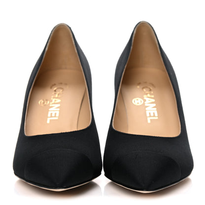 Chanel Grosgrain Cap Toe CC Pumps 36.5 Black 2 of 9