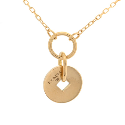 Foundrae 18K Yellow Gold Enamel Petite Champleve True Love Knot Necklace White 4 of 5