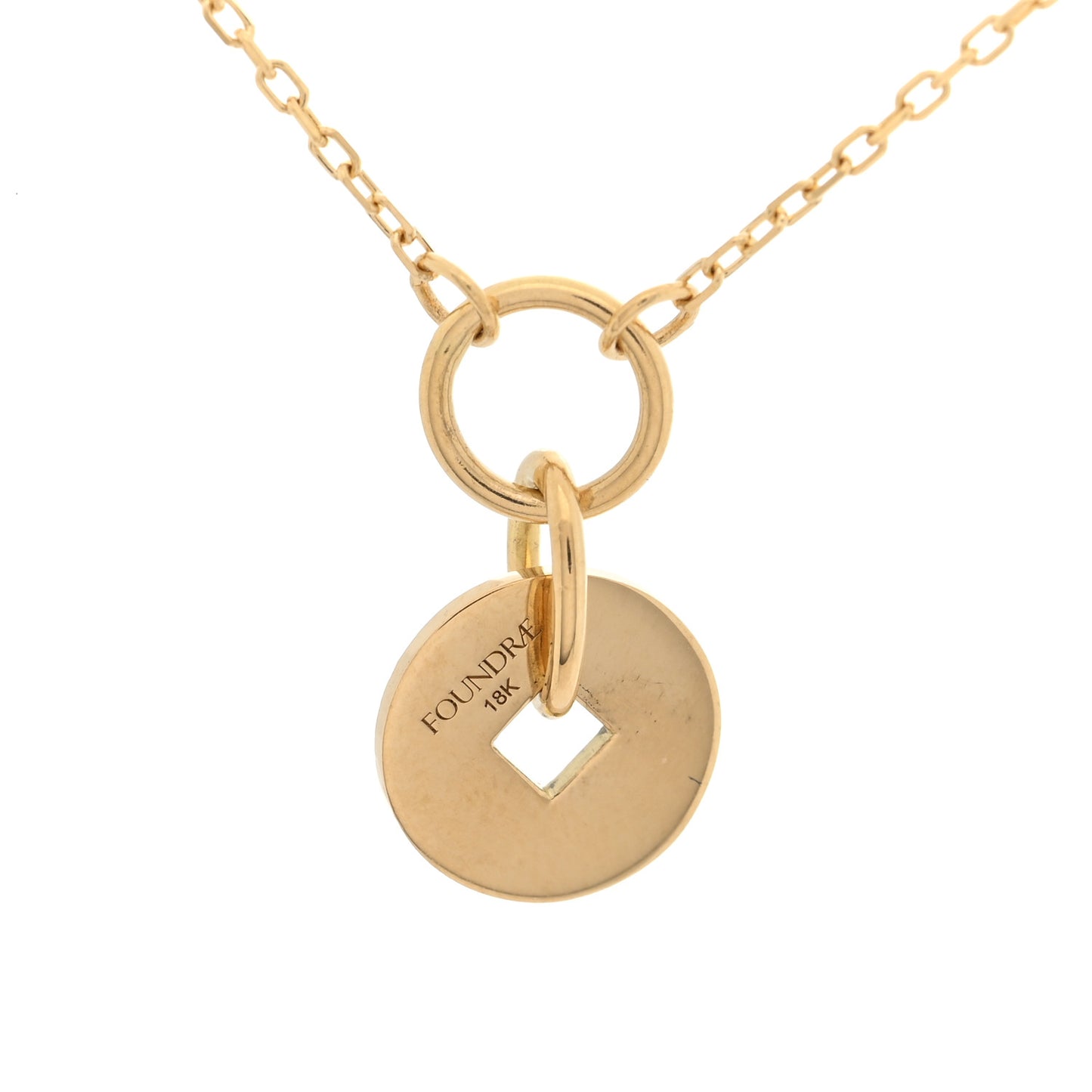 18K Yellow Gold Enamel Petite Champleve True Love Knot Necklace White