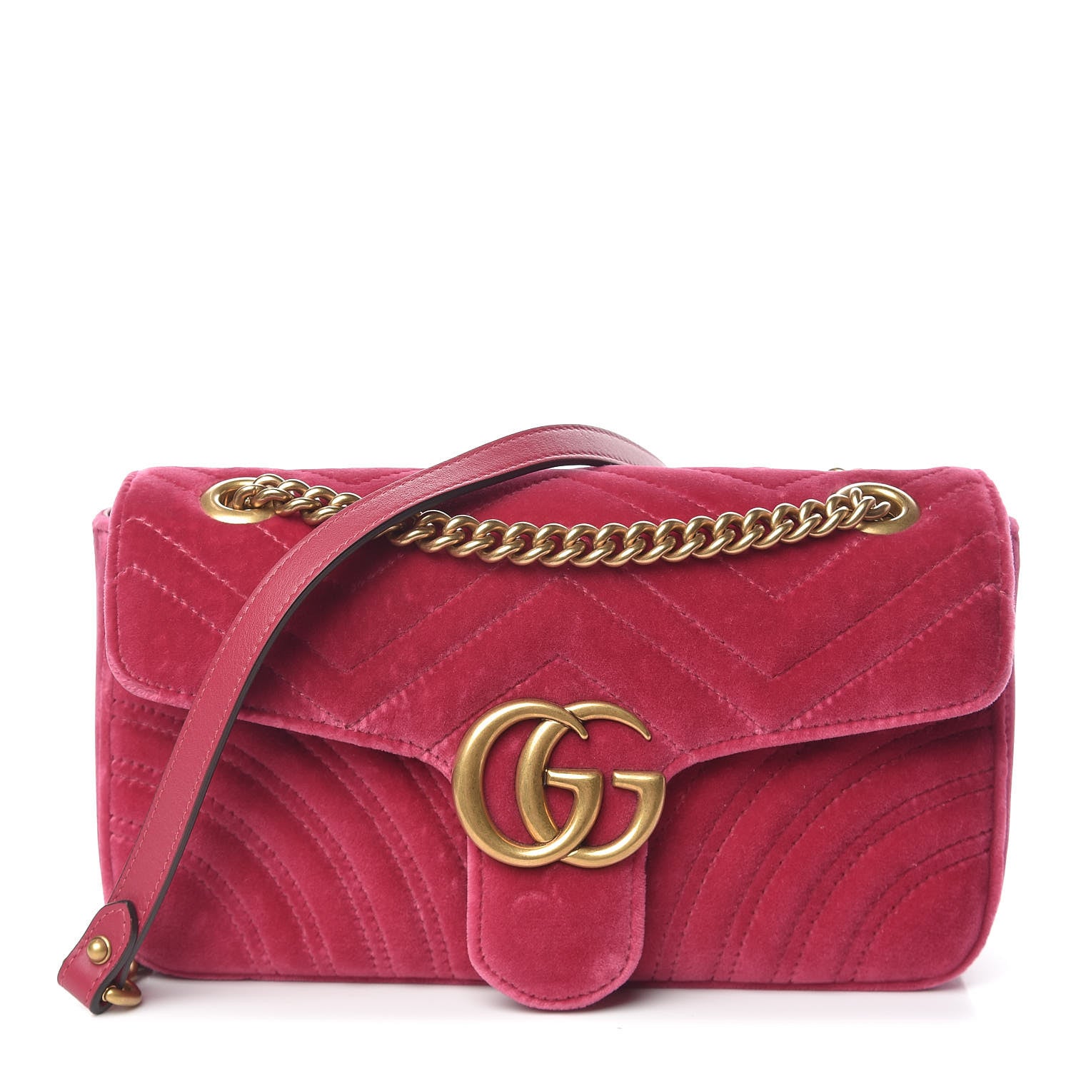Gucci Velvet Matelasse Small GG Marmont Shoulder Bag Light Raspberry Rose 1 of 10