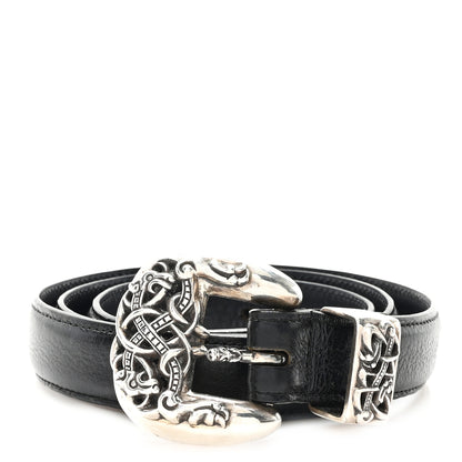 Chrome Hearts Calfskin Sterling Silver Celtic Belt 90 36 Black 1 of 6