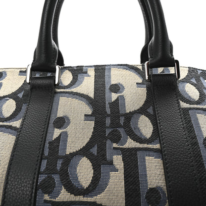 Christian Dior Maxi Oblique Jacquard Weekender 40 Beige Black 7 of 9