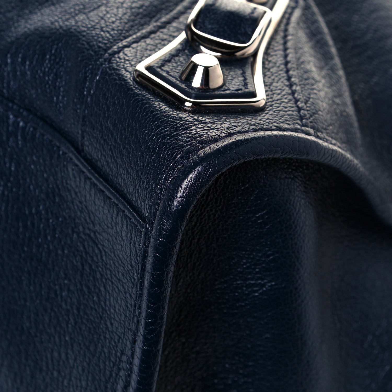 Balenciaga Chevre Silver Metallic Edge Hardware City Bleu Nuit Dark Sea 10 of 12