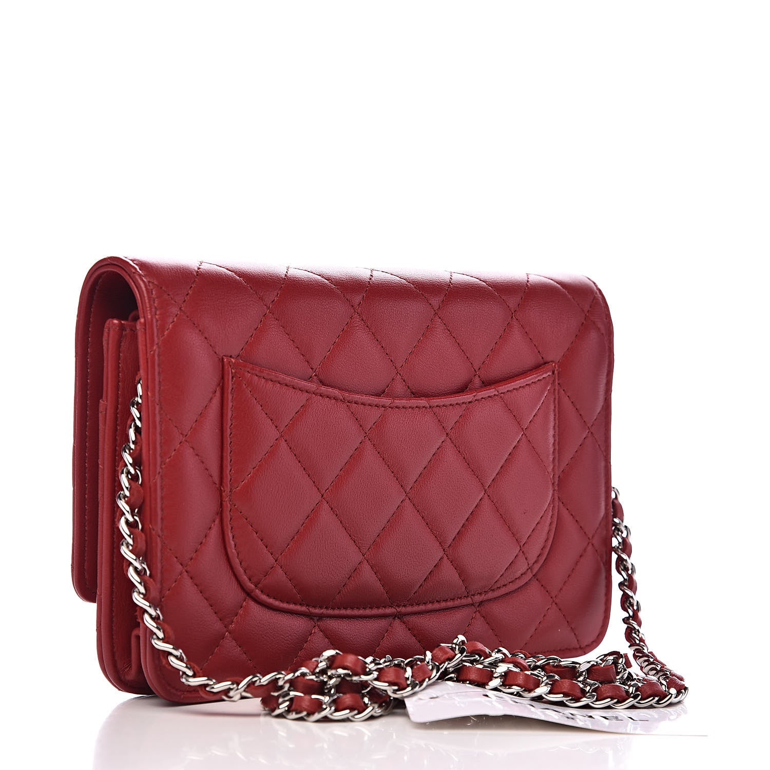 Chanel Lambskin Quilted Wallet On Chain WOC Red 3 of 12
