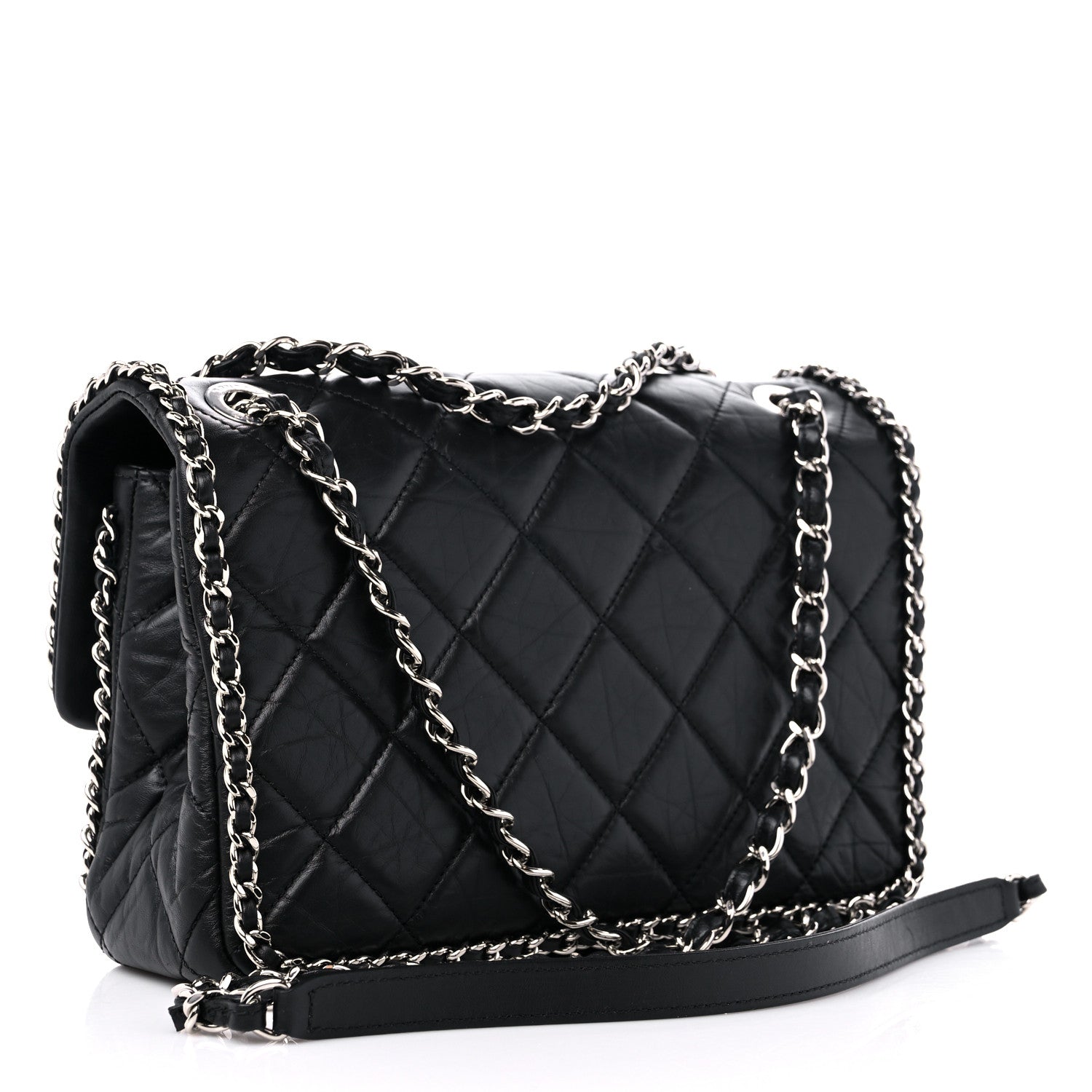 Chanel Crumpled Calfskin Medium Chain All Over Flap Black 3 of 9