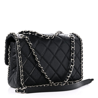 Chanel Crumpled Calfskin Medium Chain All Over Flap Black 3 of 9