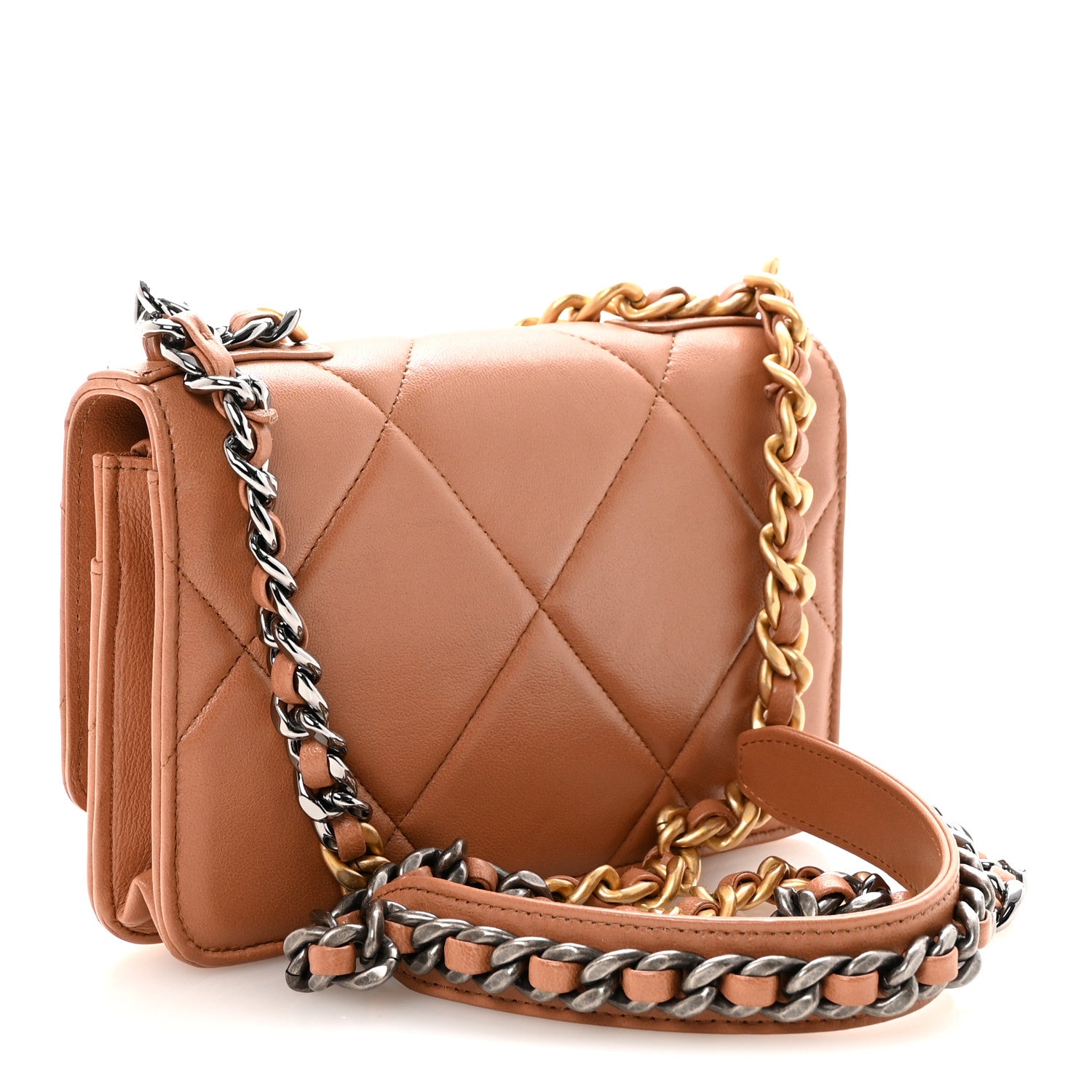 Chanel Lambskin Quilted Chanel 19 Wallet On Chain WOC Brown 3 of 12