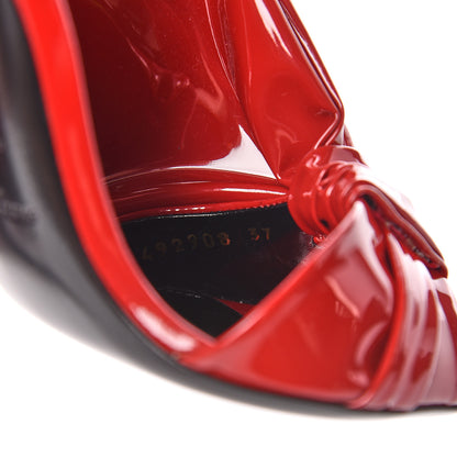Saint Laurent Patent Calfskin Freja 105 Bow Sandals 37 Rouge Eros 8 of 9