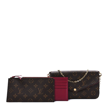 Louis Vuitton Monogram Pochette Felicie Chain Wallet Fuchsia 1 of 11