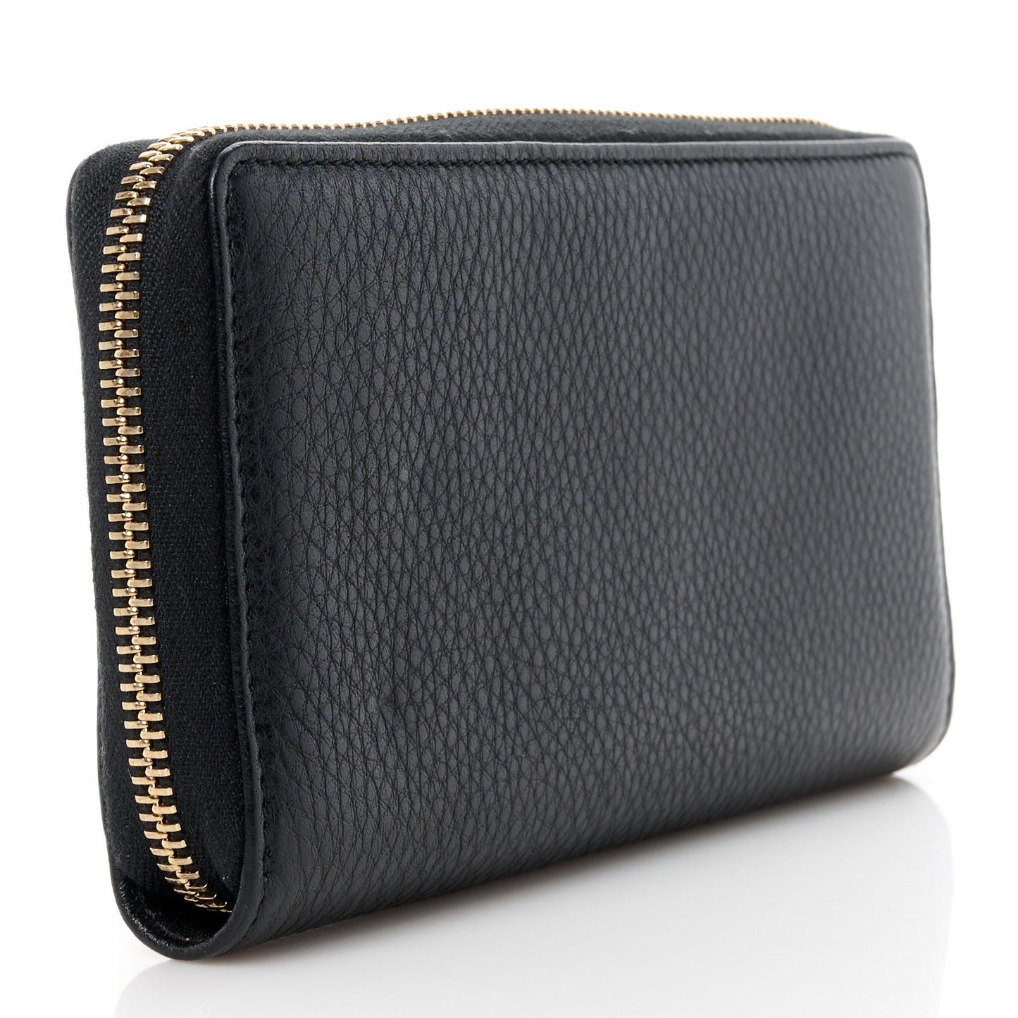Pebbled Calfskin Bamboo Tassel Zip Around Wallet Black