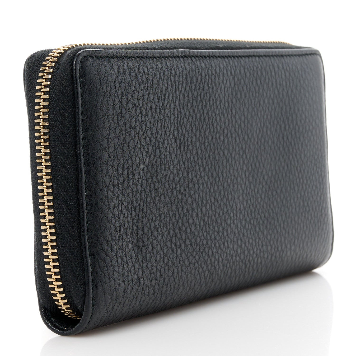 Gucci Pebbled Calfskin Bamboo Tassel Zip Around Wallet Black 3 of 9
