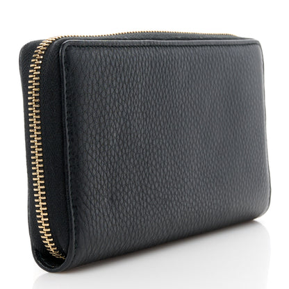 Gucci Pebbled Calfskin Bamboo Tassel Zip Around Wallet Black 3 of 9