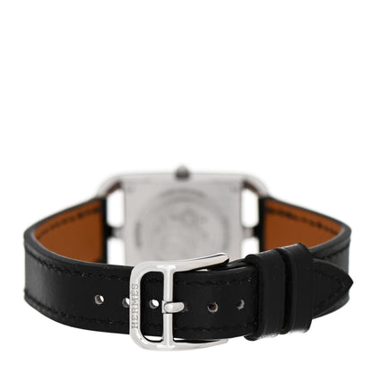 Hermes Stainless Steel Barenia Diamond Mother of Pearl 23mm Cape Cod Quartz Watch Noir 3 of 5