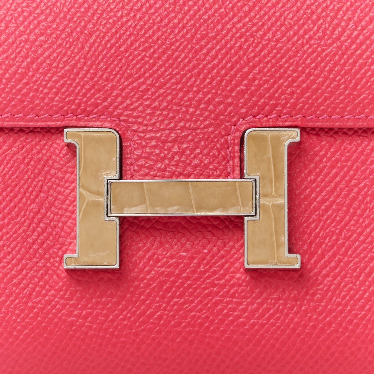 Epsom Alligator Constance Wallet To Go Rose Extreme Sable