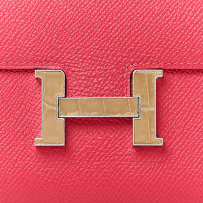 Hermes Epsom Alligator Constance Wallet To Go Rose Extreme Sable 8 of 14