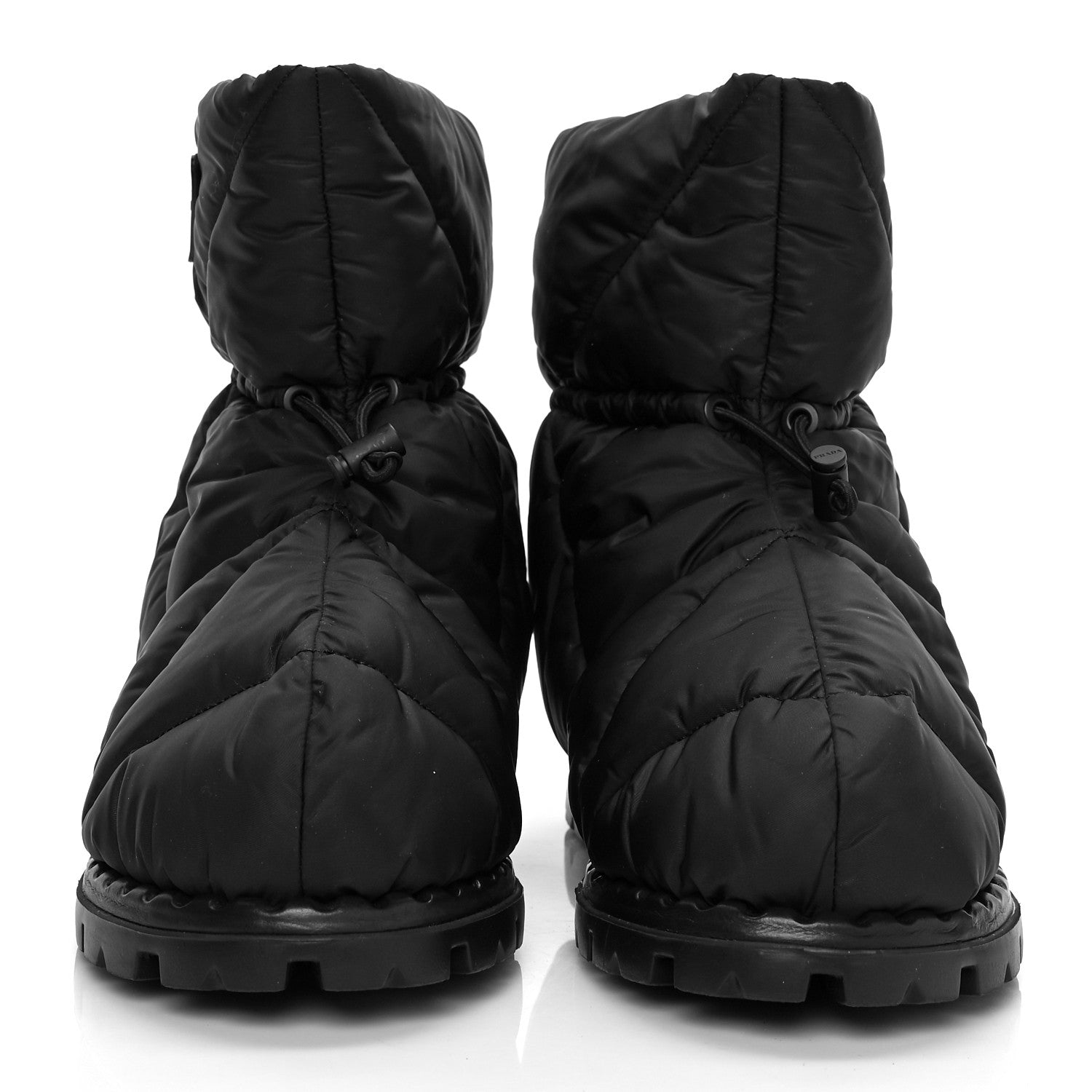 Prada Re-Nylon Piuma Triangle Logo Padded Drawcord 20mm Snow Boots 37.5 Black 2 of 7