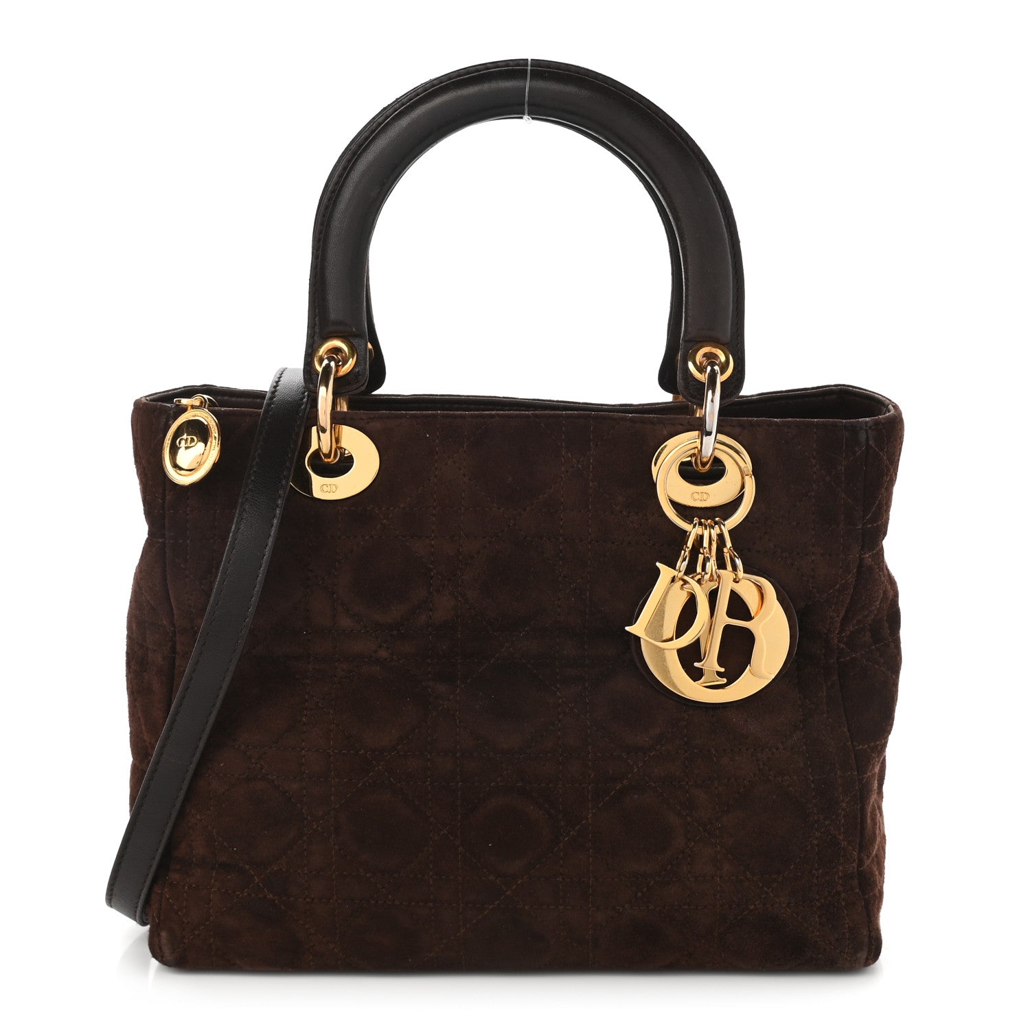 Christian Dior Suede Cannage Medium Lady Dior Brown 2 of 18