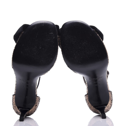 Saint Laurent Glitter Grosgrain Jane 100 Bow Ankle Strap Sandals 36.5 Bronze 6 of 11