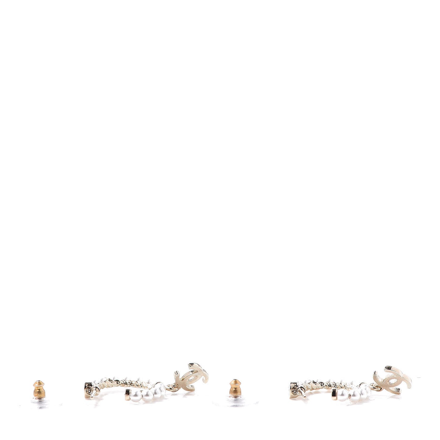 Pearl Charms CC Hoop Earrings Gold