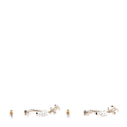 Chanel Pearl Charms CC Hoop Earrings Gold 4 of 5